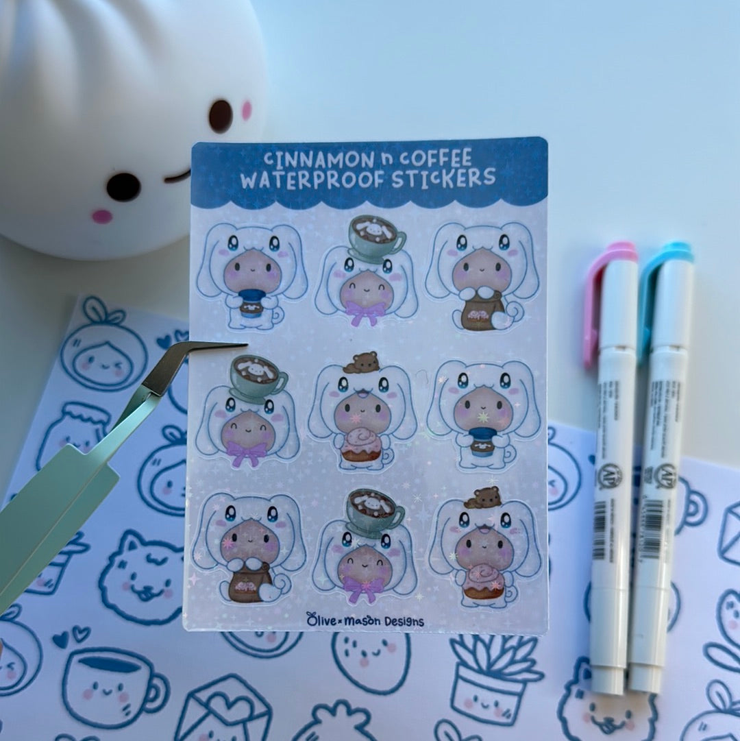 Cinnamon & Coffee Waterproof Sticker Sheet
