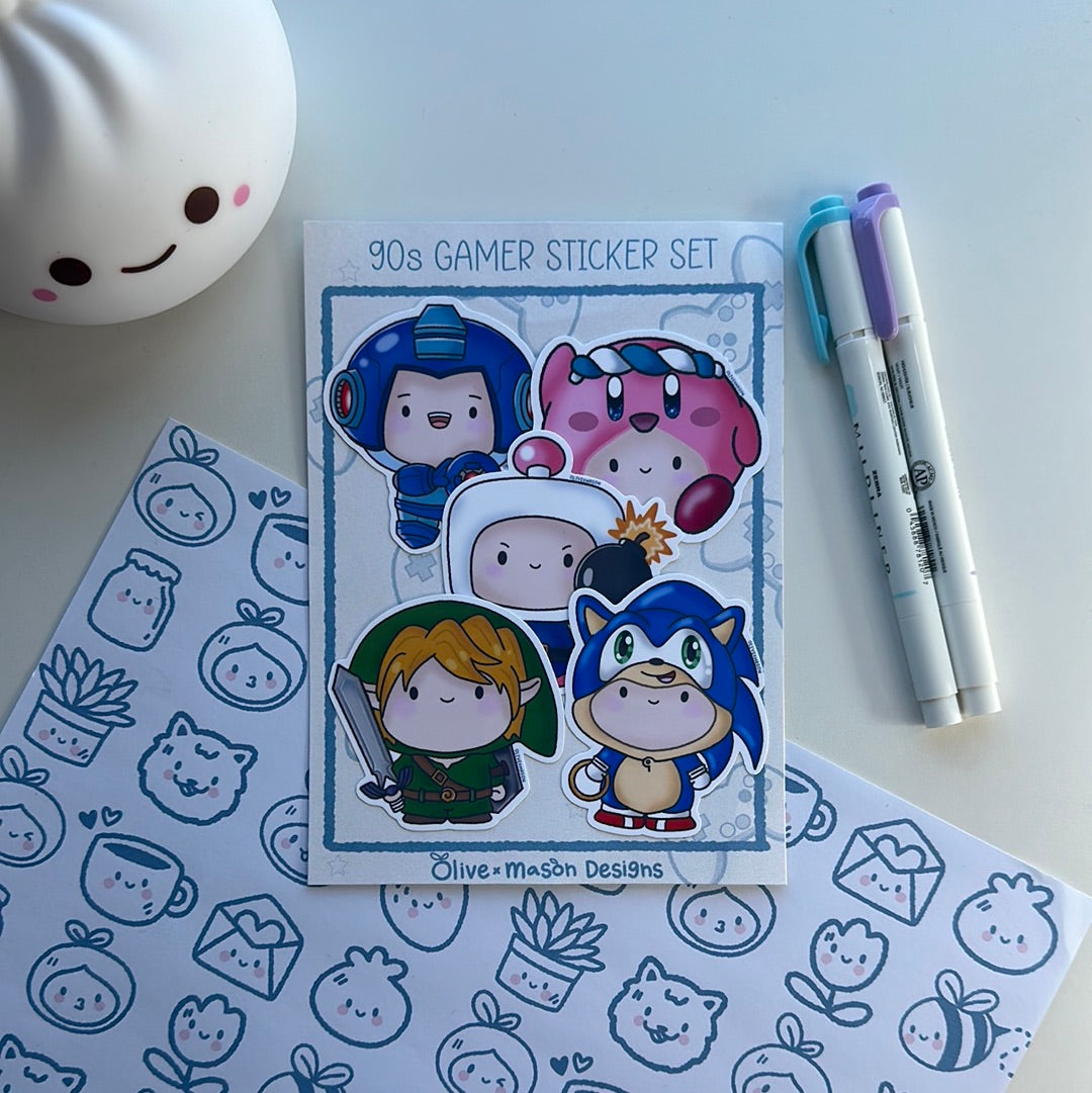 90s Gamer Waterproof Vinyl Sticker Set