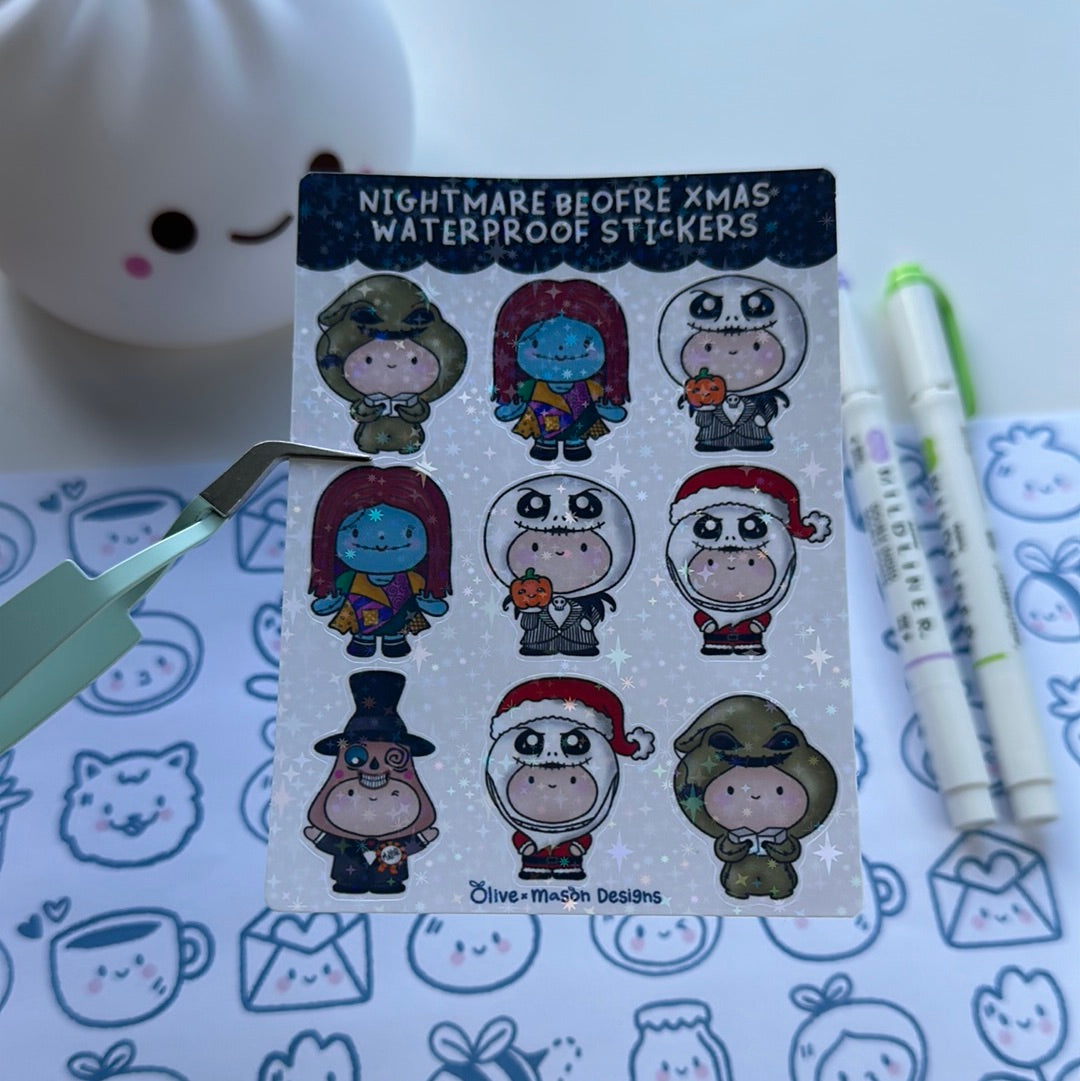 Nightmare Before Christmas Waterproof Sticker Sheet