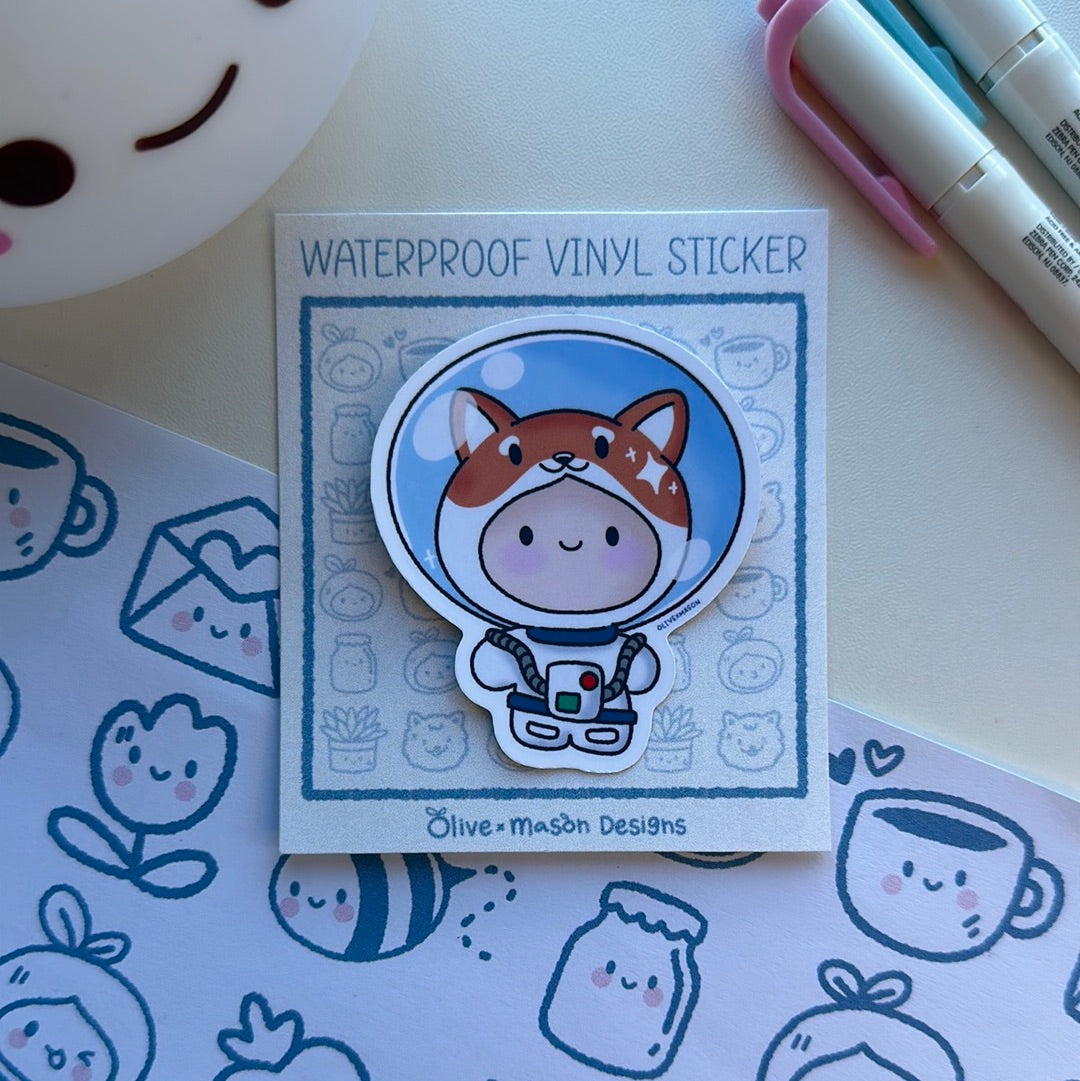 Space Corgi Heavy Duty Waterproof Vinyl Sticker