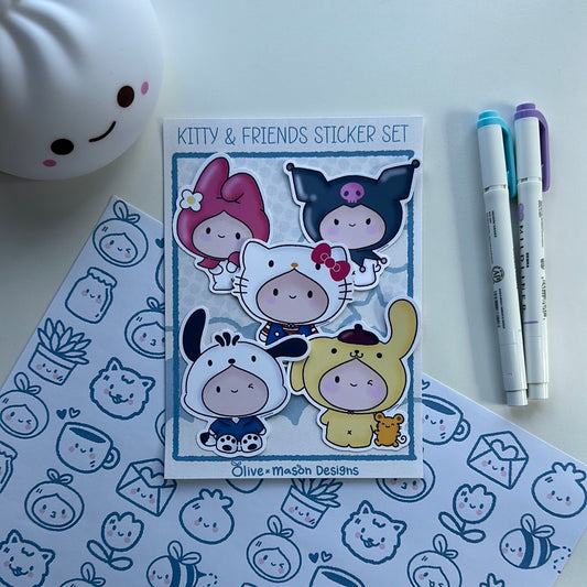 Kitty & Friends Waterproof Vinyl Sticker Set