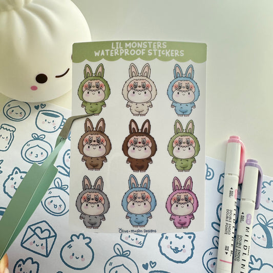 Lil Monsters Waterproof Sticker Sheet
