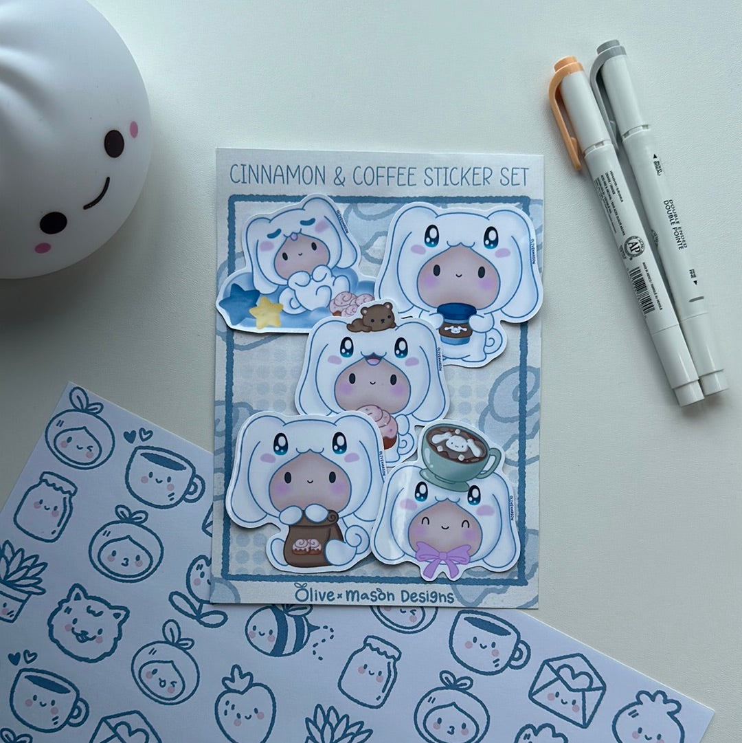 Cinnamon & Coffee Waterproof Vinyl Sticker Set