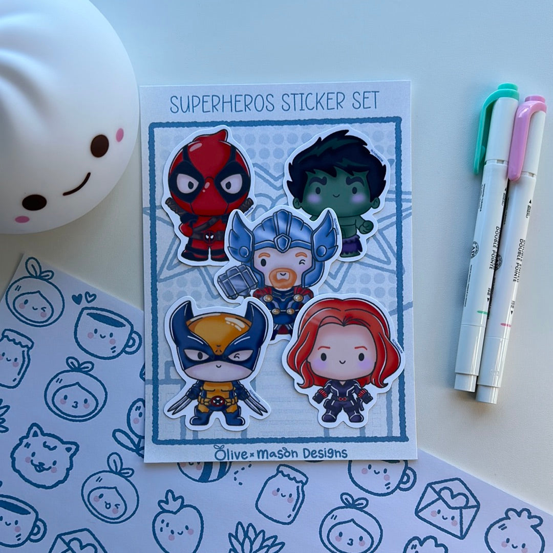 Superheros Vol 3 Waterproof Vinyl Sticker Set