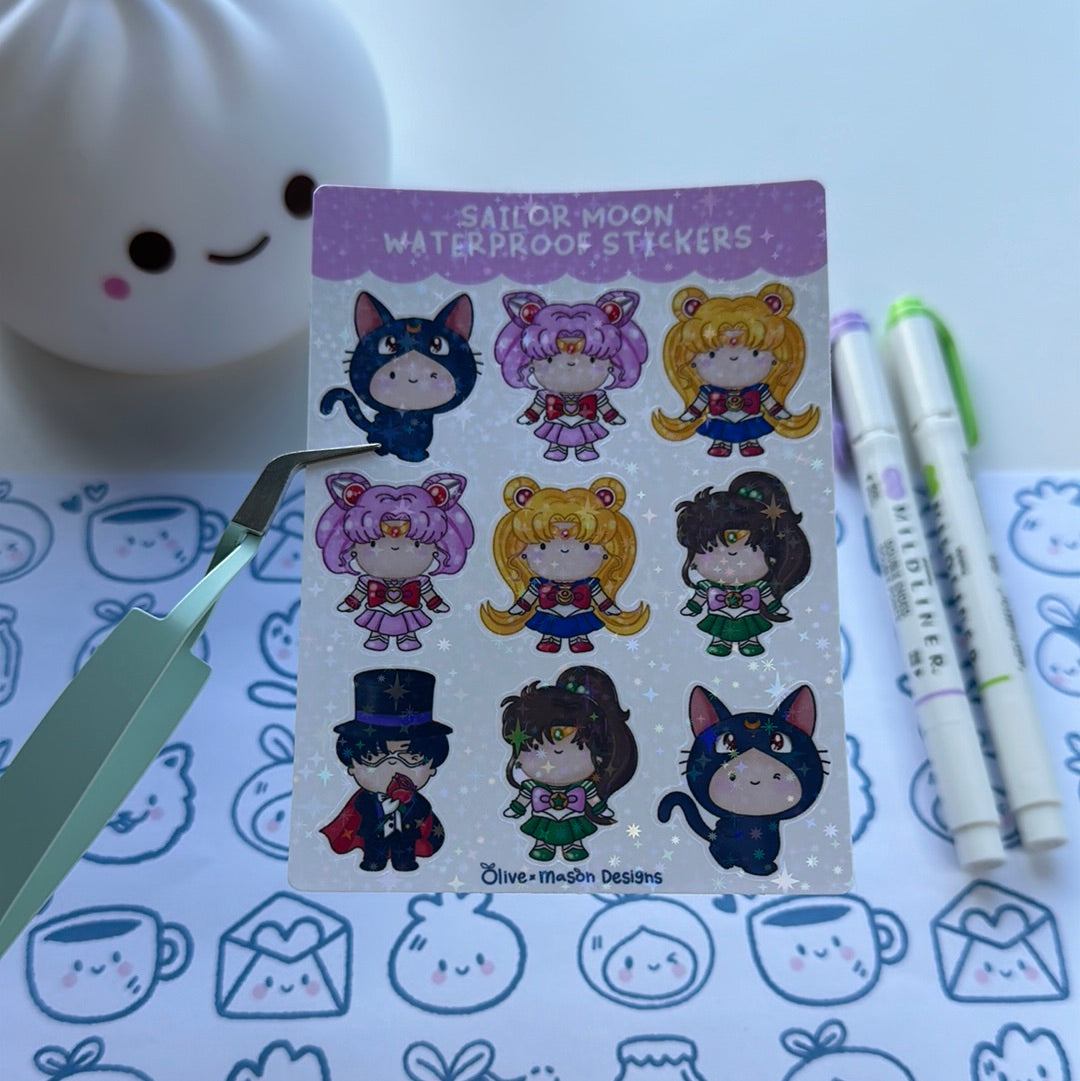Moon Prism Waterproof Sticker Sheet