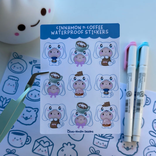 Cinnamon & Coffee Waterproof Sticker Sheet