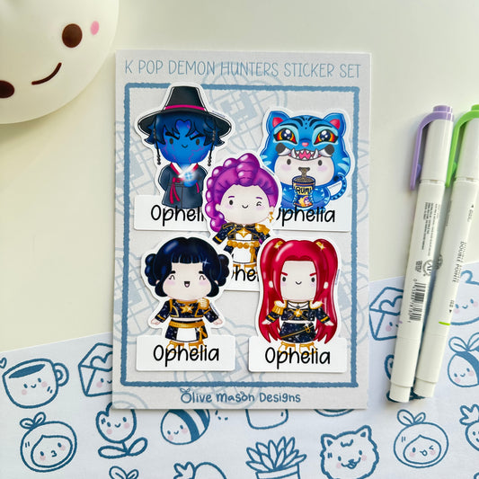 Personalized K Pop Demon Hunters Waterproof Vinyl Sticker (Set of 5)