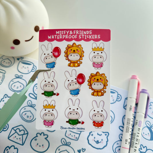 Miffy & Friends Waterproof Sticker Sheet