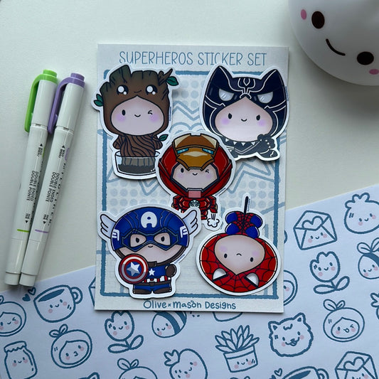 Superheros Vol 1 Waterproof Vinyl Sticker Set