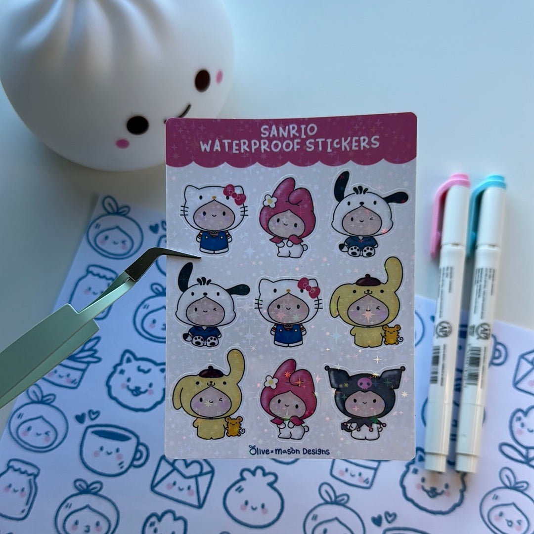 Kitty & Friends Waterproof Sticker Sheet