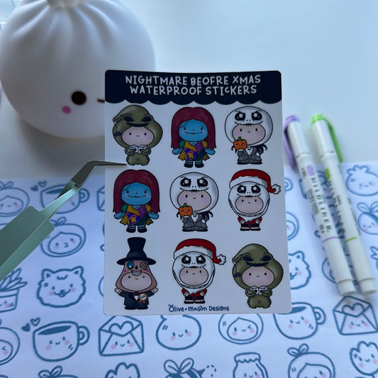 Nightmare Before Christmas Waterproof Sticker Sheet