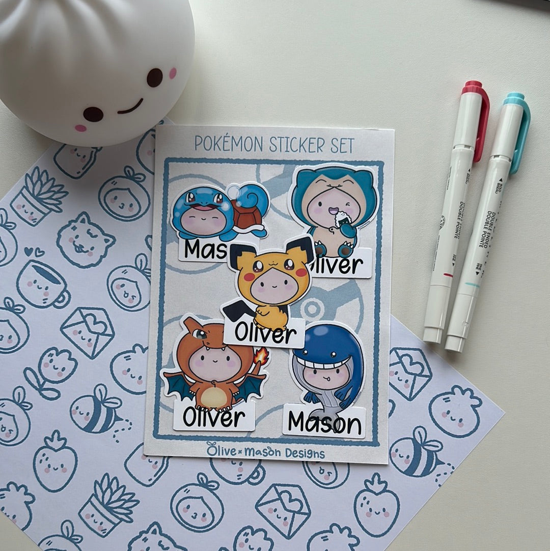 Personalized Poke Friends Vol 2 Waterproof Vinyl Sticker Set (Set of 5)