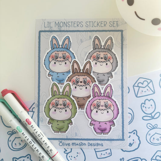 Lil Monsters Waterproof Vinyl Sticker Set
