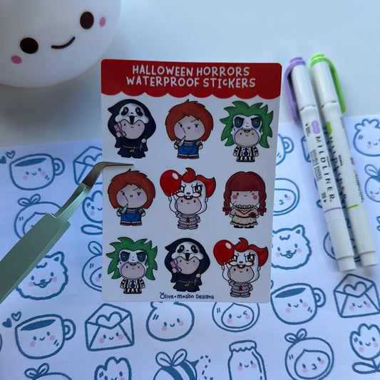Halloween Horrors Waterproof Sticker Sheet