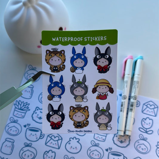 Totoro & Friends Waterproof Sticker Sheet