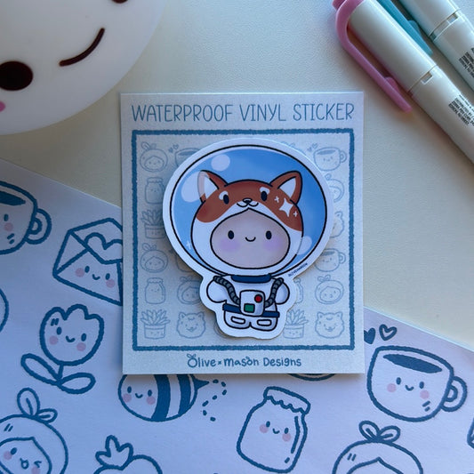 Space Corgi Heavy Duty Waterproof Vinyl Sticker